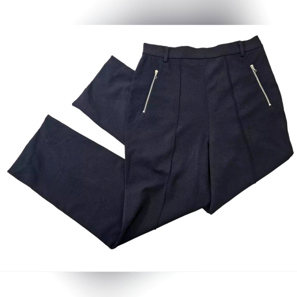 St.‎ John Trousers Black Tapered Leg Exposed Zippers Dress Pants Women's GUC